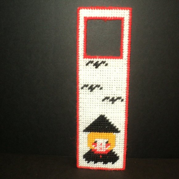 NEW Completed Halloween Plastic Canvas Door Knob Hanger Witch, Bats Needlepoint - Picture 1 of 2